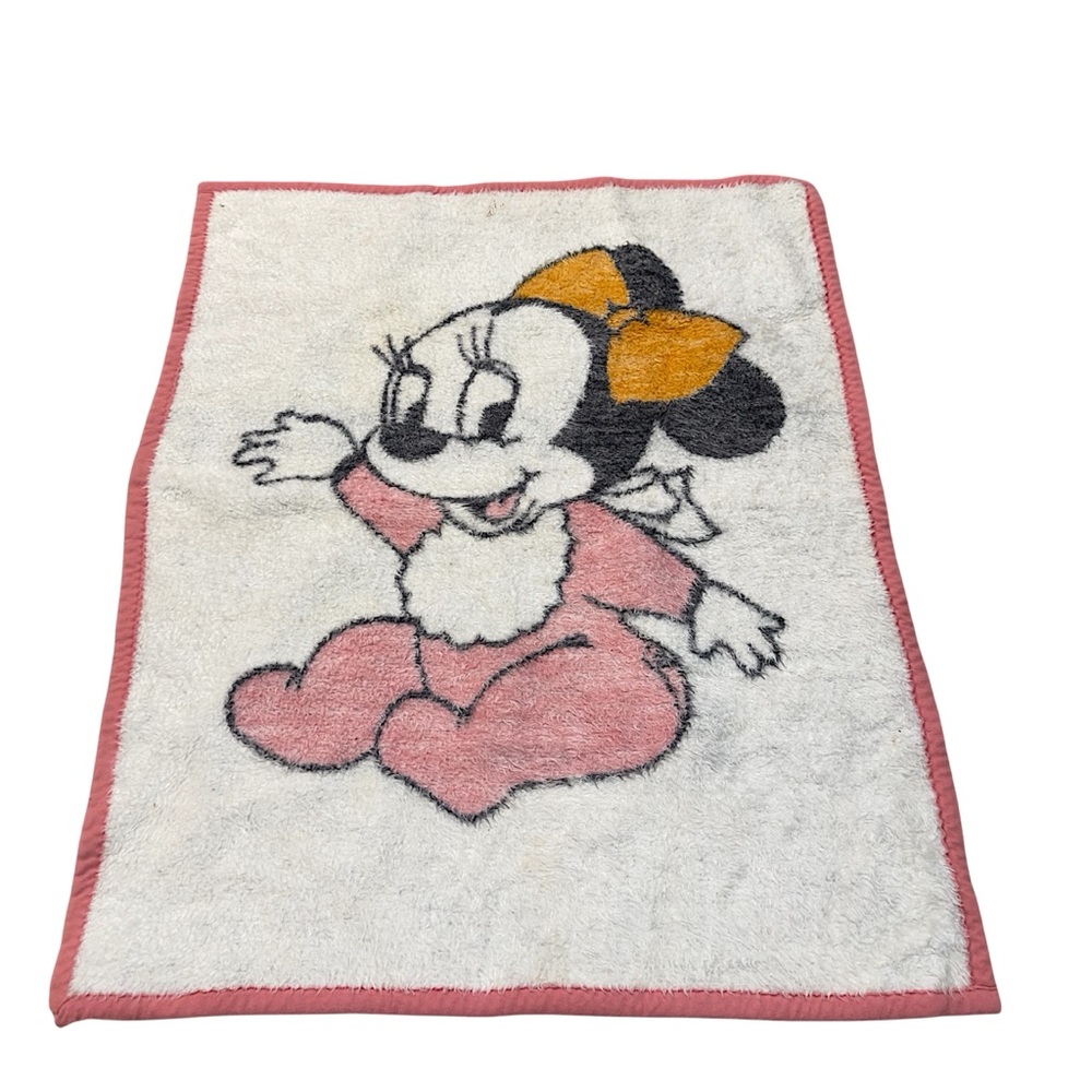 ⭐️BOGO 50% off Vintage BIEDERLACK Minnie Mouse Baby Blanket Pink 1984 26x34 Pink
